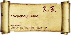 Korponay Buda névjegykártya